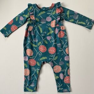 Tea Collection Romper Size 9-12 Months One Piece Green Floral Floral Baby Girls